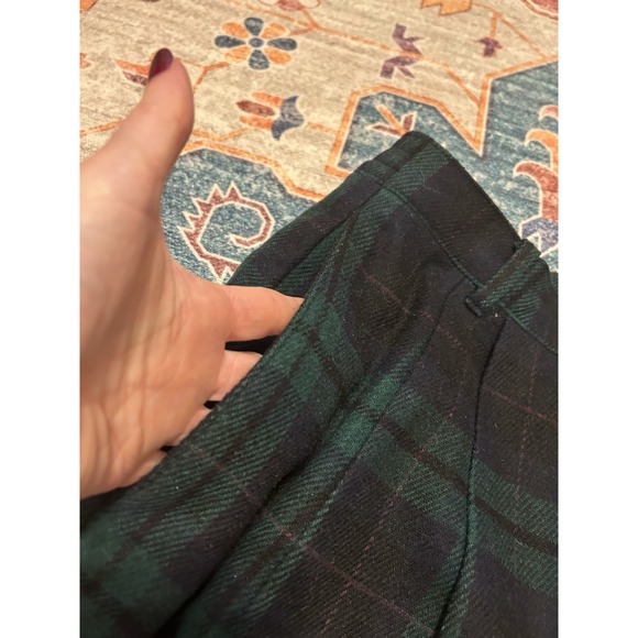 Vintage 80s Holiday Plaid Shorts Wool Blend Tartan Blue Green High Rise Sz 14 - Picture 5 of 8